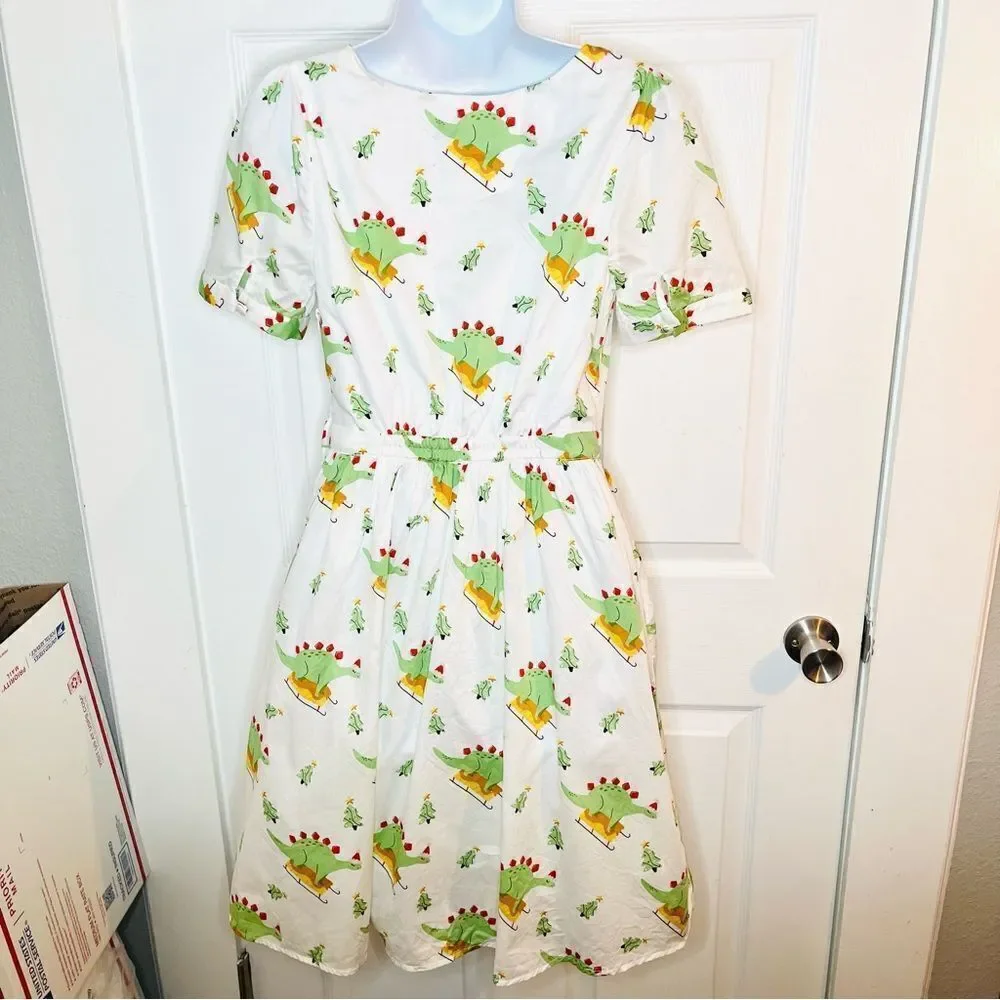 ModCloth White Midi Dress with Green and Yellow Floral Print - Picture 6 of 9